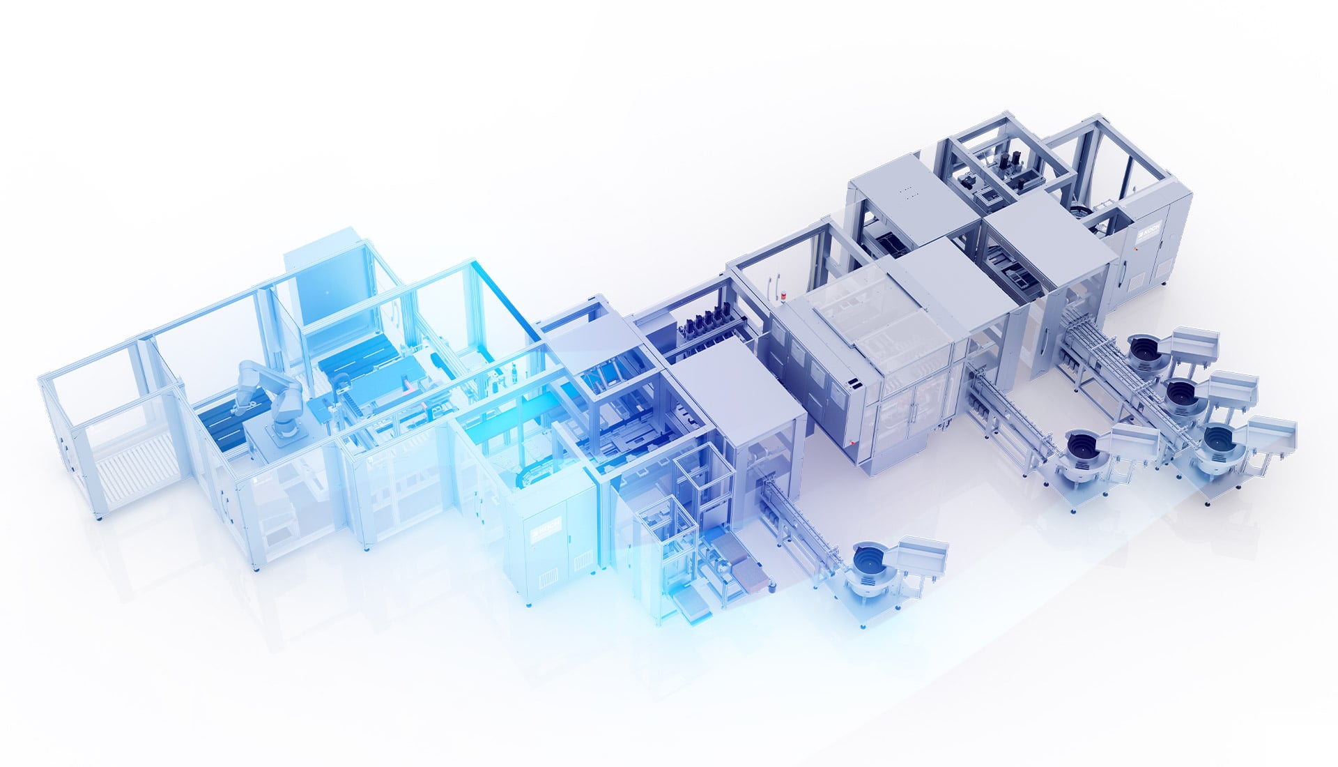 3D-Visualisierung einer modularen Turnkey-Linie für die Air-Freshener-Produktion